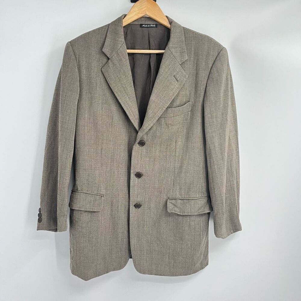 Pal Zileri Loro Piana Blazer Suit Wool Single Breasted Herringbone Tan Men's 50